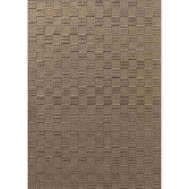 THE RUGS Scala Handwoven Wool Rug Geometric Checkered Low Pile in Brown - Size: 200 cm x 230 cm - image 1