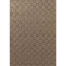 THE RUGS Scala Handwoven Wool Rug Geometric Checkered Low Pile in Brown - Size: 200 cm x 230 cm - thumbnail 1