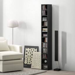 FLAVORA Black Narrow Tall Media Tower Holds 204 CDs - Size: 0.6m2 - thumbnail 2