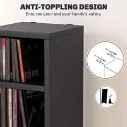 FLAVORA Black Narrow Tall Media Tower Holds 204 CDs - Size: 0.6m2 - thumbnail 5