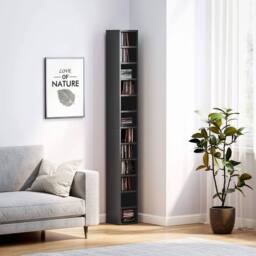 FLAVORA Black Narrow Tall Media Tower Holds 204 CDs - Size: 0.6m2 - thumbnail 6