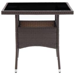 Berkfield Home 5 Piece Garden Dining Set Poly Rattan & Tempered Glass Brown - thumbnail 8