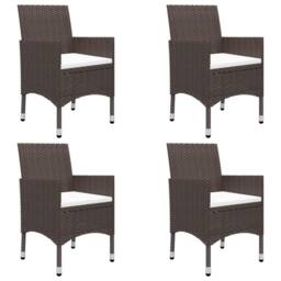 Berkfield Home 5 Piece Garden Dining Set Poly Rattan & Tempered Glass Brown - thumbnail 1