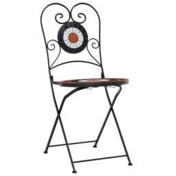 Berkfield Home Bistro Chairs Foldable 2 pcs Terracotta & White Ceramic in Orange - thumbnail 4