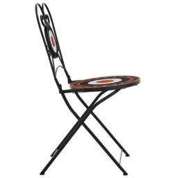 Berkfield Home Bistro Chairs Foldable 2 pcs Terracotta & White Ceramic in Orange - thumbnail 6