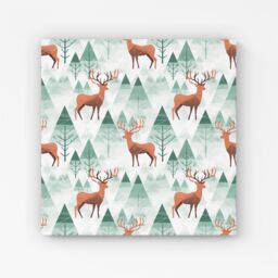 Warren Reed - Designer Reindeer On A Snowy Landscape Canvas in Green - Size: w10 inch x h10 inch - thumbnail 1
