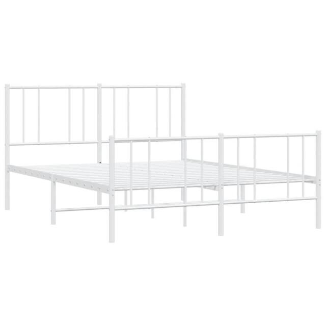Berkfield Home Metal Bed Frame with Headboard & Footboard White 150x200 cm Kin… - Size: Small Double - image 1