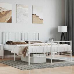 Berkfield Home Metal Bed Frame with Headboard & Footboard White 150x200 cm Kin… - Size: Small Double - thumbnail 2