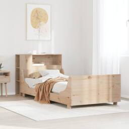 Berkfield Home Bed Frame without Mattress 75x190 cm Small Single Solid Wood Pine in Light Tan - thumbnail 2
