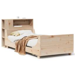 Berkfield Home Bed Frame without Mattress 75x190 cm Small Single Solid Wood Pine in Light Tan - thumbnail 1