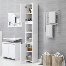 Berkfield Home Bathroom Cabinet White 30x30x183.5 cm Engineered Wood - thumbnail 3