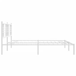 Berkfield Home Metal Bed Frame without Mattress with Headboard White 193x203cm - Size: 193x203 cm - thumbnail 5