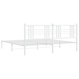 Berkfield Home Metal Bed Frame without Mattress with Headboard White 193x203cm - Size: 193x203 cm - thumbnail 6