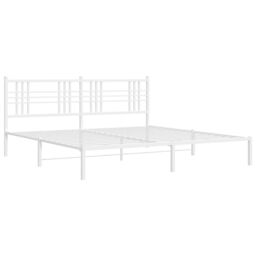 Berkfield Home Metal Bed Frame without Mattress with Headboard White 193x203cm - Size: 193x203 cm - thumbnail 3