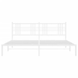 Berkfield Home Metal Bed Frame without Mattress with Headboard White 193x203cm - Size: 193x203 cm - thumbnail 4