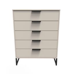 Ready Assembled 2 U Fuji 5 Drawer Chest (Ready Assembled) in Taupe - thumbnail 1
