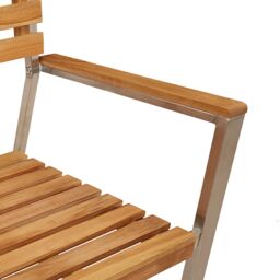 Berkfield Home Stackable Garden Chairs 4 pcs Solid Wood Teak&Stainless Steel in Brown - thumbnail 8