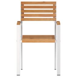Berkfield Home Stackable Garden Chairs 4 pcs Solid Wood Teak&Stainless Steel in Brown - thumbnail 5