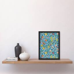 Artery8 William Morris Framed Wall Art Print Four Fruits Vibrant Pattern in Black - Size: A4 - thumbnail 2