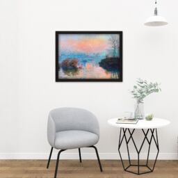 "Artery8 Wall Art Print Monet Sunset Seine Lavacourt Winter Large Framed Wall Décor Art in Brown - Size: W18"" x H24""" - thumbnail 2