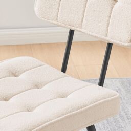FurnitureboxUK Braxton 2x Cream Boucle Fabric Black Leg Dining Chair - thumbnail 7