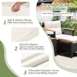 Costway 5PCS Patio Rattan Furniture Set Wicker Lounge Chair & Ottoman Set W/ Table - thumbnail 5