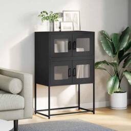 Berkfield Home Highboard Black 68x39x107 cm Steel - Size: 68 x 39 x 107 cm - thumbnail 1