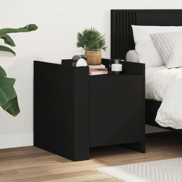 Berkfield Home Bedside Cabinet Black 45x50x50 cm Engineered Wood - Size: 45 x 50 x 50 cm - image 1