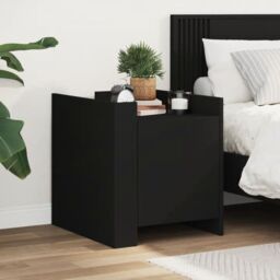 Berkfield Home Bedside Cabinet Black 45x50x50 cm Engineered Wood - Size: 45 x 50 x 50 cm - thumbnail 1