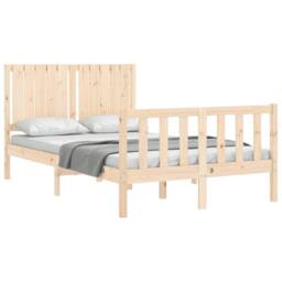 Berkfield Home Beautiful Bed Frame with Headboard 120x200 cm Solid Wood in Natural - thumbnail 4
