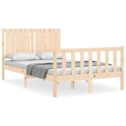 Berkfield Home Beautiful Bed Frame with Headboard 120x200 cm Solid Wood in Natural - thumbnail 3
