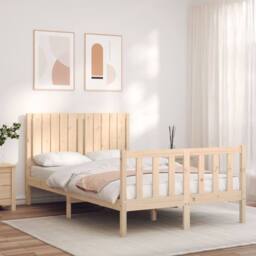 Berkfield Home Beautiful Bed Frame with Headboard 120x200 cm Solid Wood in Natural - thumbnail 2