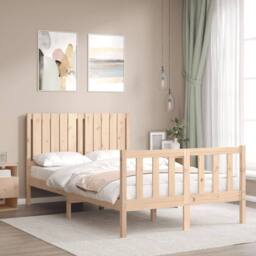 Berkfield Home Beautiful Bed Frame with Headboard 120x200 cm Solid Wood in Natural - thumbnail 1