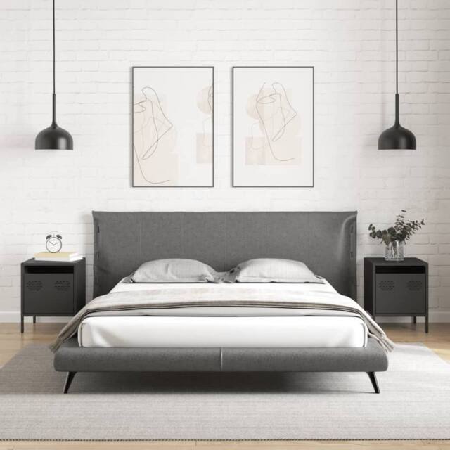 Berkfield Home Timeless Bedside Cabinets¬†2 pcs Black 35x39x43.5 cm Steel - image 1