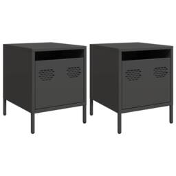 Berkfield Home Timeless Bedside Cabinets¬†2 pcs Black 35x39x43.5 cm Steel - thumbnail 3