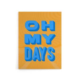 "Artery8 Oh My Days Fun Orange Blue Retro Typography Canvas Wall Art Print - Size: W12"" x H16""" - thumbnail 1
