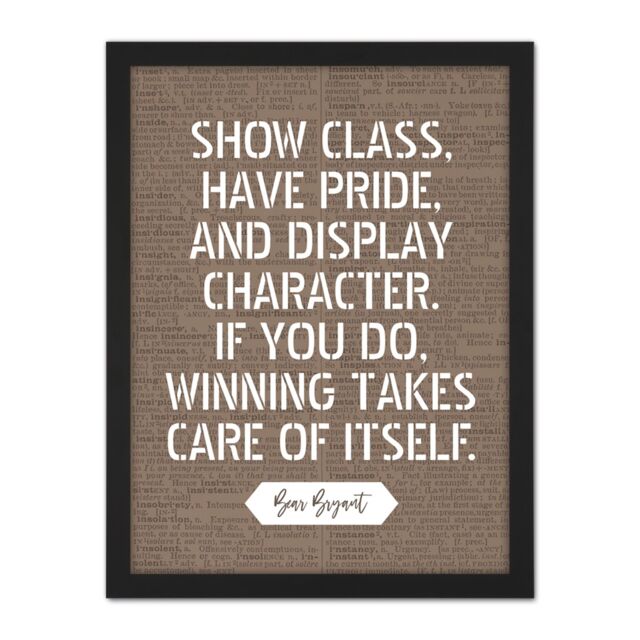 "Artery8 Wall Art Print Dictionary Page Quote Bear Bryant Winning Takes Care Itself Large Framed Wall Décor Art in White - Size: W18"" x H24""" - image 1