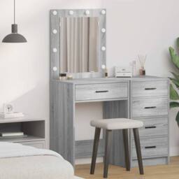 Berkfield Home Dressing Table with LED Lights Grey Sonoma 50x41x135 cm - Size: 50 x 41 x 135 cm - thumbnail 2