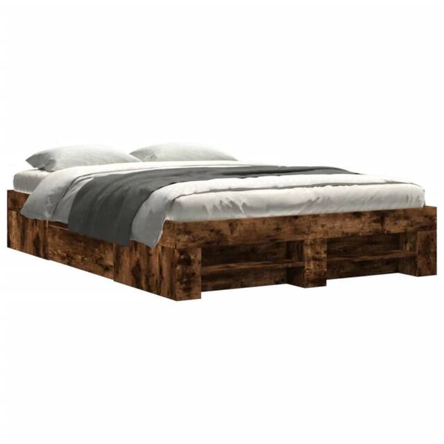 Berkfield Home Bed Frame without Mattress Smoked Oak 120x200 cm Engineered Wood in Brown - Size: Small Double - image 1