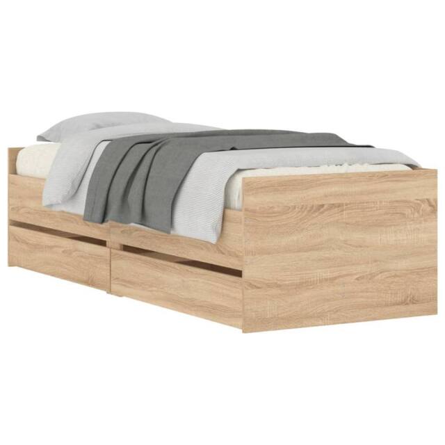 Berkfield Home Modern Bed Frame with Drawers without Mattress Sonoma Oak 90x200 cm in Light Tan - image 1
