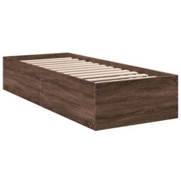 Berkfield Home Bed Frame without Mattress Brown Oak 75x190 cm Small Single Engineered Wood - thumbnail 6
