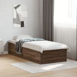 Berkfield Home Bed Frame without Mattress Brown Oak 75x190 cm Small Single Engineered Wood - thumbnail 1