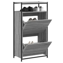 Berkfield Home Shoe Cabinet Grey Sonoma 60x34x112 Engineered Wood - thumbnail 1