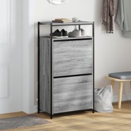 Berkfield Home Shoe Cabinet Grey Sonoma 60x34x112 Engineered Wood - thumbnail 3