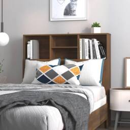 Berkfield Home Headboard Cabinet Brown Oak 100x19x103.5 cm - thumbnail 2