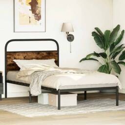 Berkfield Home Elegant Bed Frame Without Mattress 100x190 cm Smoked Oak Engineer in Brown - thumbnail 4
