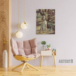"Artery8 The Artists Dog Fleche Canvas Wall Art Print Toulouse Lautrec in Brown - Size: W18"" x H24""" - thumbnail 3