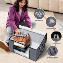 EONLION Large Capacity Clothes Storage Bag black 4pcs - Size: 500mm - thumbnail 3