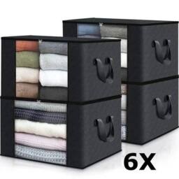 EONLION Large Capacity Clothes Storage Bag black 4pcs - Size: 500mm