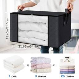 EONLION Large Capacity Clothes Storage Bag black 4pcs - Size: 500mm - thumbnail 2